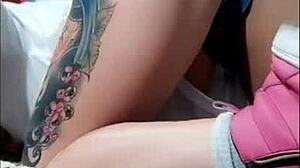 horny brazilian redhead tattooed ass flashes in tight jeans no panties