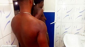 Heart racing first time with ebony beauty and her new male friend feels so real