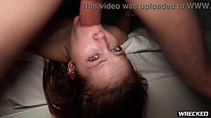Petite redhead teen bends flexible for rough doggystyle dick then begs for facial cumshot