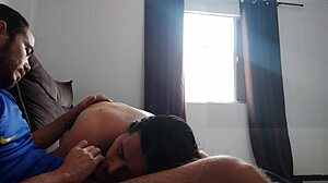 Hey bro, your wife gags on my monster cock while half-bro watches the deepthroat facial!