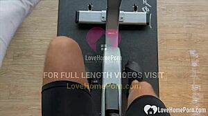 yo this brunette is sucking dick hard before deep gym fuck