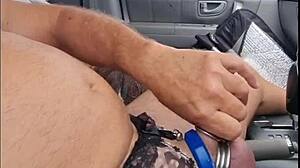 old lady caught peekin my cock while wankin in car
