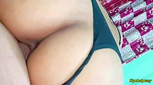 big ass indian stepsis wakes from sleep for creampie pussy ride closeup
