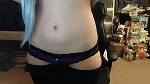Big Ass Brunette Teen Strips Naked from Lingerie