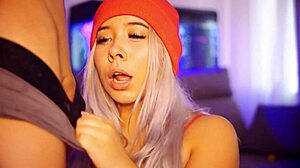blonde latina SUCKS cock daily till mouth floods cum! chubby sub slut overflows