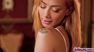 veronica leal strips lingerie for zazie skymm's hot lesbian scissoring fuck