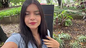 Latina Pornstar's Barefoot Ass Shaking Ride on Stranger's Big Cock Public Park Homemade