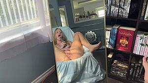 Horny Nerd Watches Blonde Slut's Creamy Pussy on BBC Dildo Solo