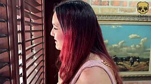 Housewife redhead milf asslicks BBC creampie quickie