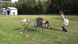 JAPANESE MISTRESS RISA LEADS SLAVE PET WALK PUBLIC OUTDOOR SPIT FETISH
