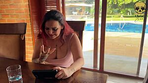 Housewife redhead milf asslicks BBC creampie quickie