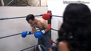 Femdom Boxing Beatdowns Dominate Topless Wimp Completely