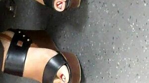 hot mature feet in candid wedges!