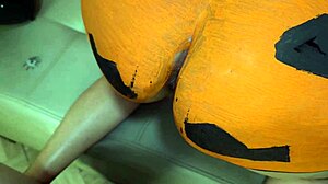 Halloween Milf Stepmom Begs for Pumpkin Bent Over Doggystyle
