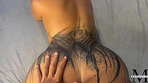 curly tattooed brunette with pierced nipples tempts roommate in the dorm