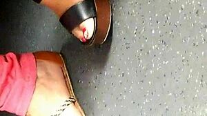 hot mature feet in candid wedges!