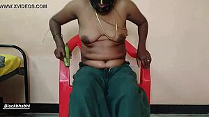 girl stuffs banana gourd eggplant veggies into shaved pussy for wild masturbation