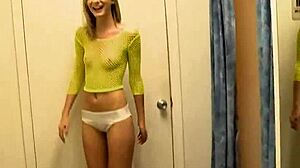 Slim Blonde Flashes Small Tits For Cash Sex Threesome