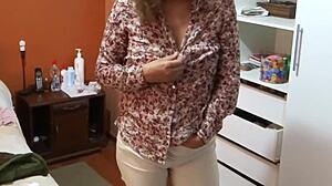 Stepsons friends watch my huge tits and masturbate