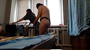 gf hangs laundry i strap-on fuck her big ass hard 😏🍑
