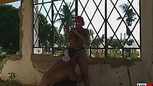 Hot Couple Fucks on Abandoned House Porch and Kitchen