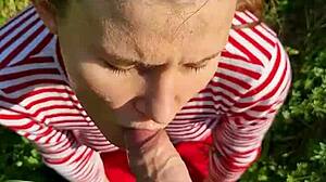 Fucked Skinny Tanned Pigtail Girl's Slobbery Mouth Outdoors
