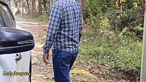 Desi Stepdad Catches Stepdaughter Outdoors for Wild Village Fuck