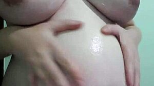 blonde milf wife pregnant tits get creamy massage oil
