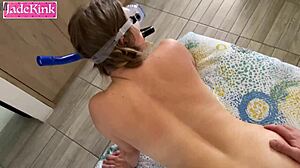 Gagging on huge cock post-snorkeling beach adventure