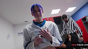 PETITE CUTIE'S LOCKER ROOM SEX SPIRALS INTO CHAOTIC PUBLIC MONSTER COCK RIDE!