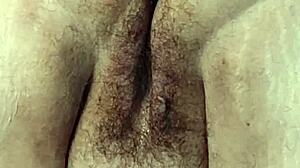 whoa this fat hairy milf pussy gets fisted and squirts up close