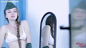 Milena Angel poses as military girl