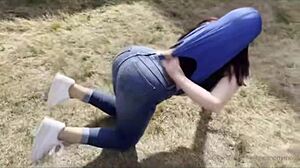 i love this girl gettin' her super wedgie so bad...
