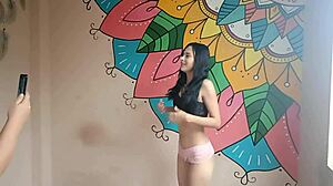 peruvian teen's wet shaved pussy licked then fucked by horny photographer