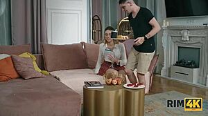 rim4k. nerdy euro blonde's ass rimmed perfectly