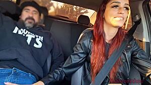 Uber driver catches passenger jerking off cum on ass public car