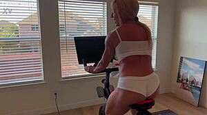 Watch me strip off peloton gear and bare my big clit pussy?