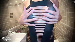 Naughty girlfriend MysteriousKathy open panties dress creampie missionary doggystyle moaning