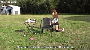 JAPANESE MISTRESS RISA LEADS SLAVE PET WALK PUBLIC OUTDOOR SPIT FETISH
