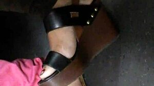 hot mature feet in candid wedges!