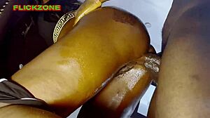 her oiled ass tempted me so i fucked her tight pussy doggystyle and creampied inside