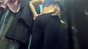 russian milf's big boobs nipples exposed changing in public dressing room