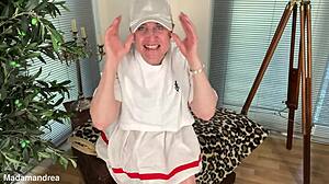 hot mature bbw housewife in crazy outfit fists huge pussy outdoors
