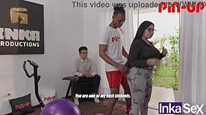 Curvy Colombian Fitness Latina Petite Ass Gets Penetrated By Trainer Mandingo Pin-Up