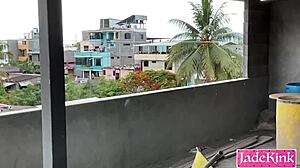 Couple fucks rough outdoors at construction site with pov domination and cumshot