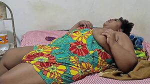 Futanari stepmom grows huge dildo cock between fat legs