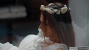 stepbros big tits bride gets her hairy pussy licked by taboo lesbian stepsis in lingerie