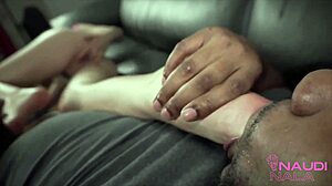 oily footjob and juicy pussy from exotic mixed slut
