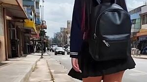 Tiny Latina College Girlfriend Gives Shy Ass To Studious Puta After Kisses