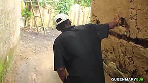 Sharp tenant bends over and fucks curvy ebony landlord wife doggystyle in kitchen close-up